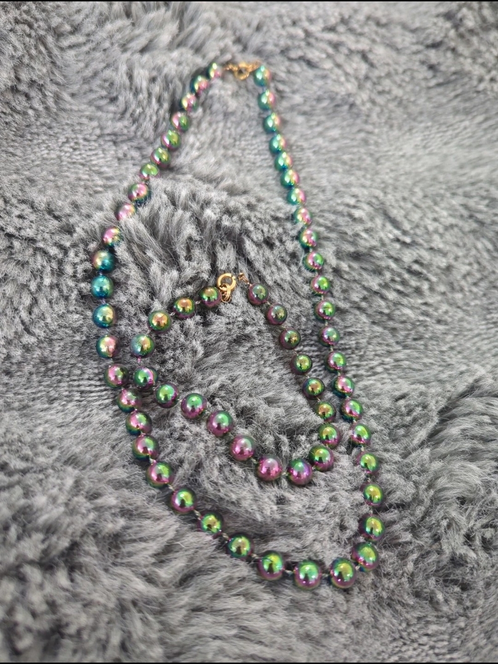 Iridescent Multicolor Pearl bead Necklace and Bracelet Set - Women Jewelry